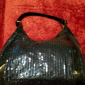 Hot in Hollywood blue sequin handbag Like New